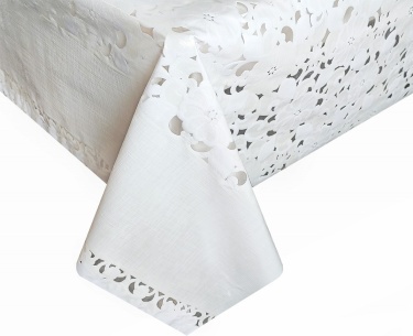 Клеенка YL-098E EASY ажурная ПВХ белая 1,32*(РФ)