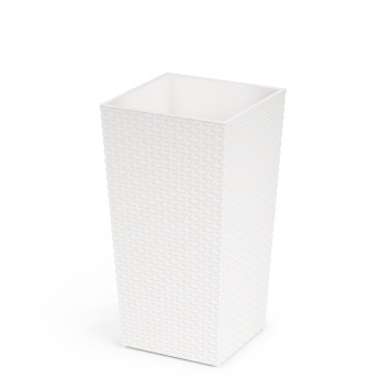 Кашпо напольное "Ротанг" 230х220х415мм (со вставкой)(белый) (уп.5)(Альтернатива РФ)