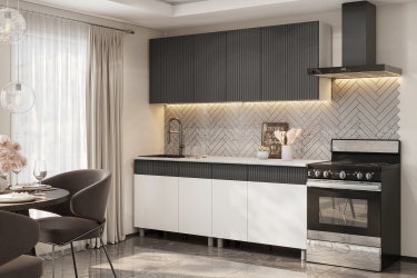 Кухонный гарнитур София 2 м Белый/Бланж/Графит матовый/Гранит белый