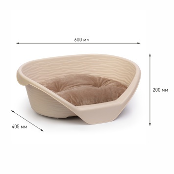 Лежак ALTA для кошек и собак пластиковый 610*415*205мм (с подушкой) (бежевый)