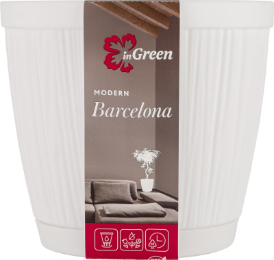 Горшок для цветов InGreen BARCELONA 6,5л, D240мм белый (Репаблик РФ)