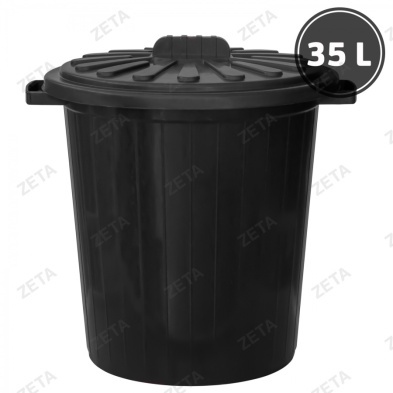 Бак мусорный 35 л с крышкой м/п черн.